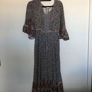 FP maxi. with ruffle sleeve + crochet details